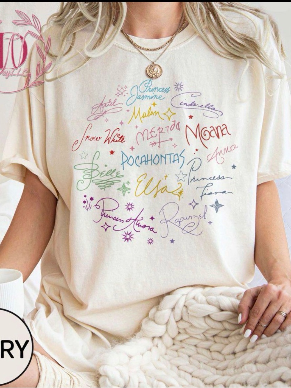 Disney Princess Signatures Comfort Colors Graphic Tee Ivory 2XL